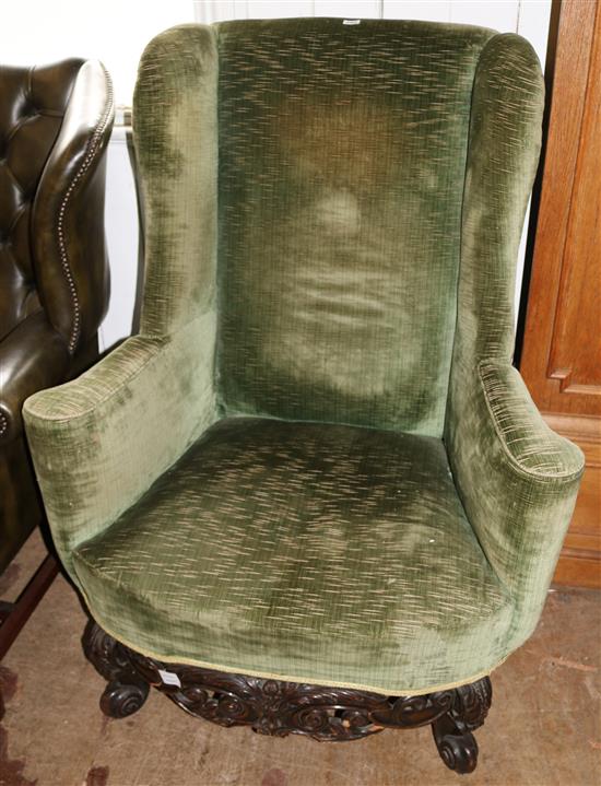 William & Mary style wing armchair